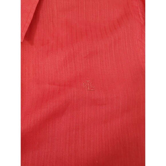 Lauren Ralph Lauren Red Button Down Large Women’s Roll Tab Sleeves - Picture 5 of 8